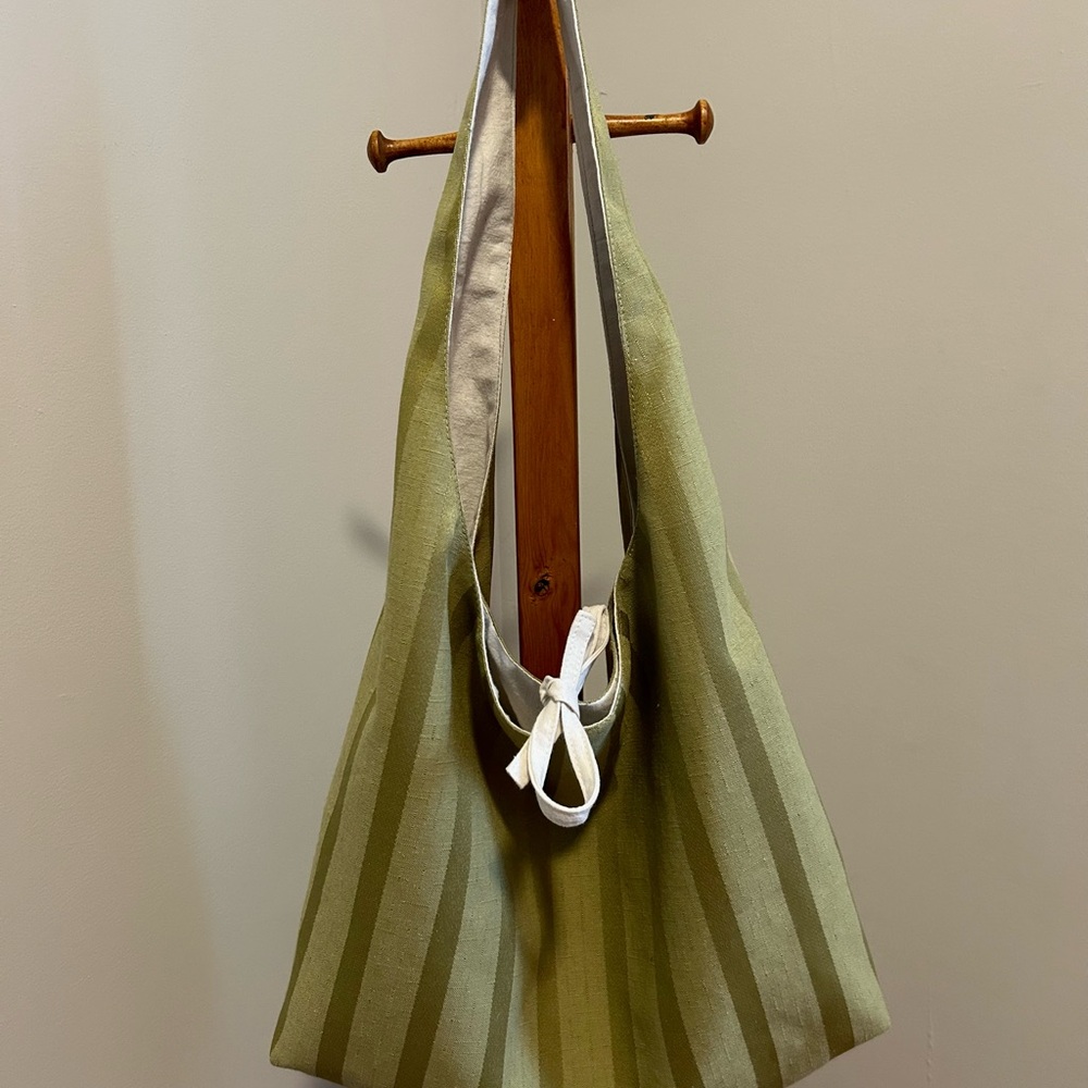 Green Striped Tote Bag